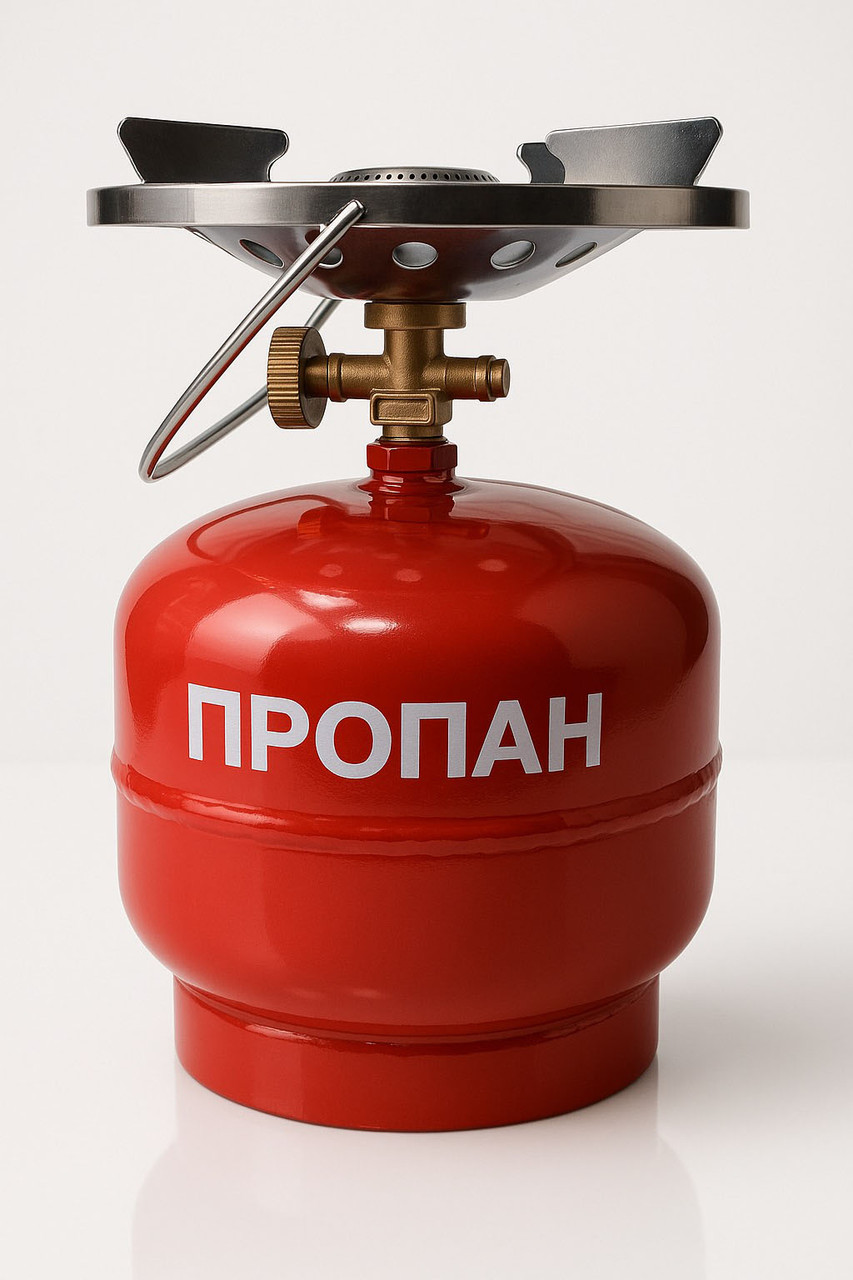 Газовий комплект 5 літрів (туристичний балон з пальником) для туризму, кемпінгу, риболовлі та дачі, фото 1