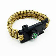 Браслет із паракорду з компасом і вогнивом, койот, нейлон, PRC