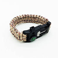 Браслет із паракорду з компасом і вогнивом, Marpat Desert, нейлон, PRC