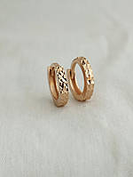 Золоті сережки кільця з алмазною гранню