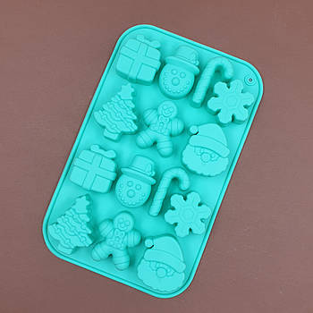 Силіконова форма для цукерок Новорічні символи — 14 шт