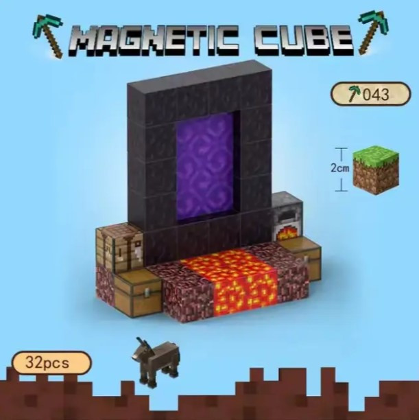 Майнкрафт конструктор магнітний Minecraft Magnetic Cube «Врата в пекло» 32 шт, фото 1