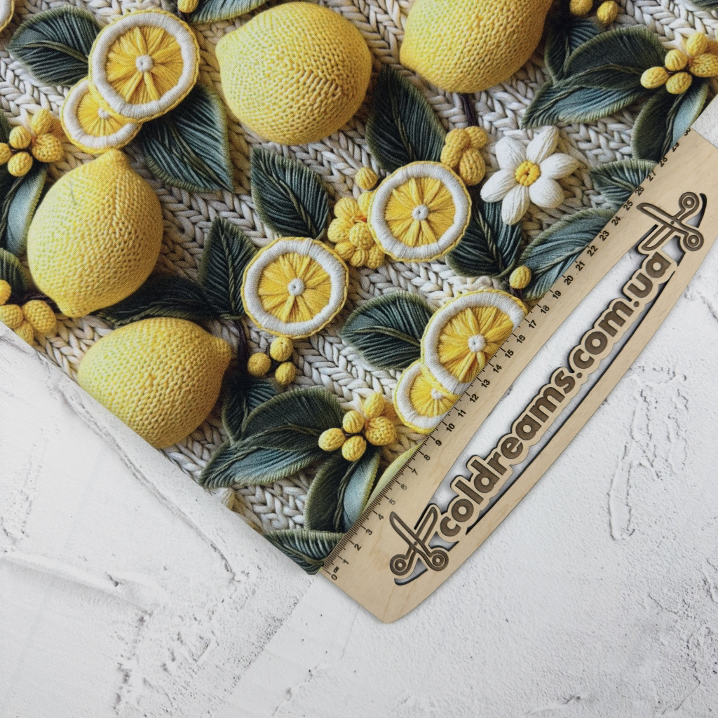 Стрейч кулір принт "Лимоні в'язанка" — 180 см. (діджитал)