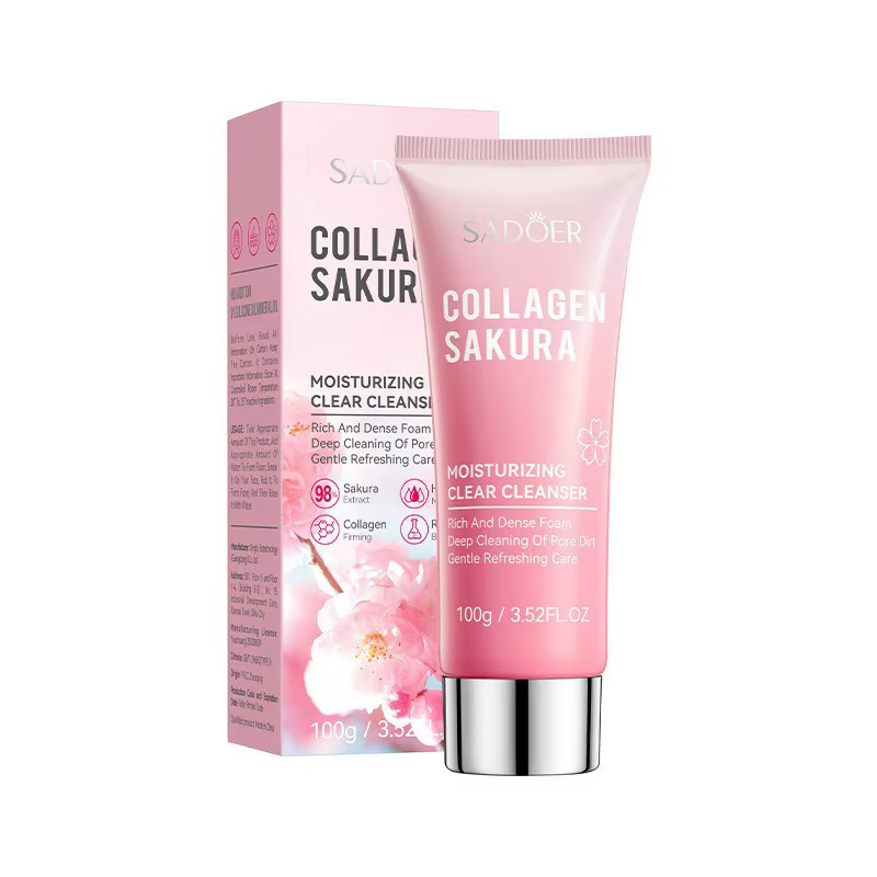 Пінка для вмивання SADOER Collagen Sakura делікатне очищення та живлення шкіри 100 г