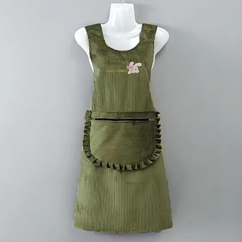 Жіночий фартух для кухні, фартух на кухню з декором вельветовий