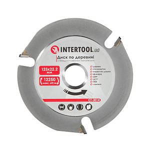 Диск по деревині, з твердосплавними напайками, 125×22,2×2,0 мм, 3 зуби, 12250 об/хв INTERTOOL CT-3014
