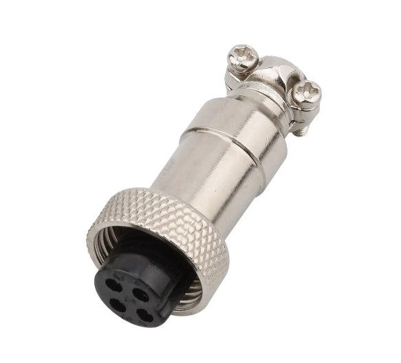 Роз'єм циліндричний зʼєднувальний GX12-4, 4 pin, штекер, фото 1