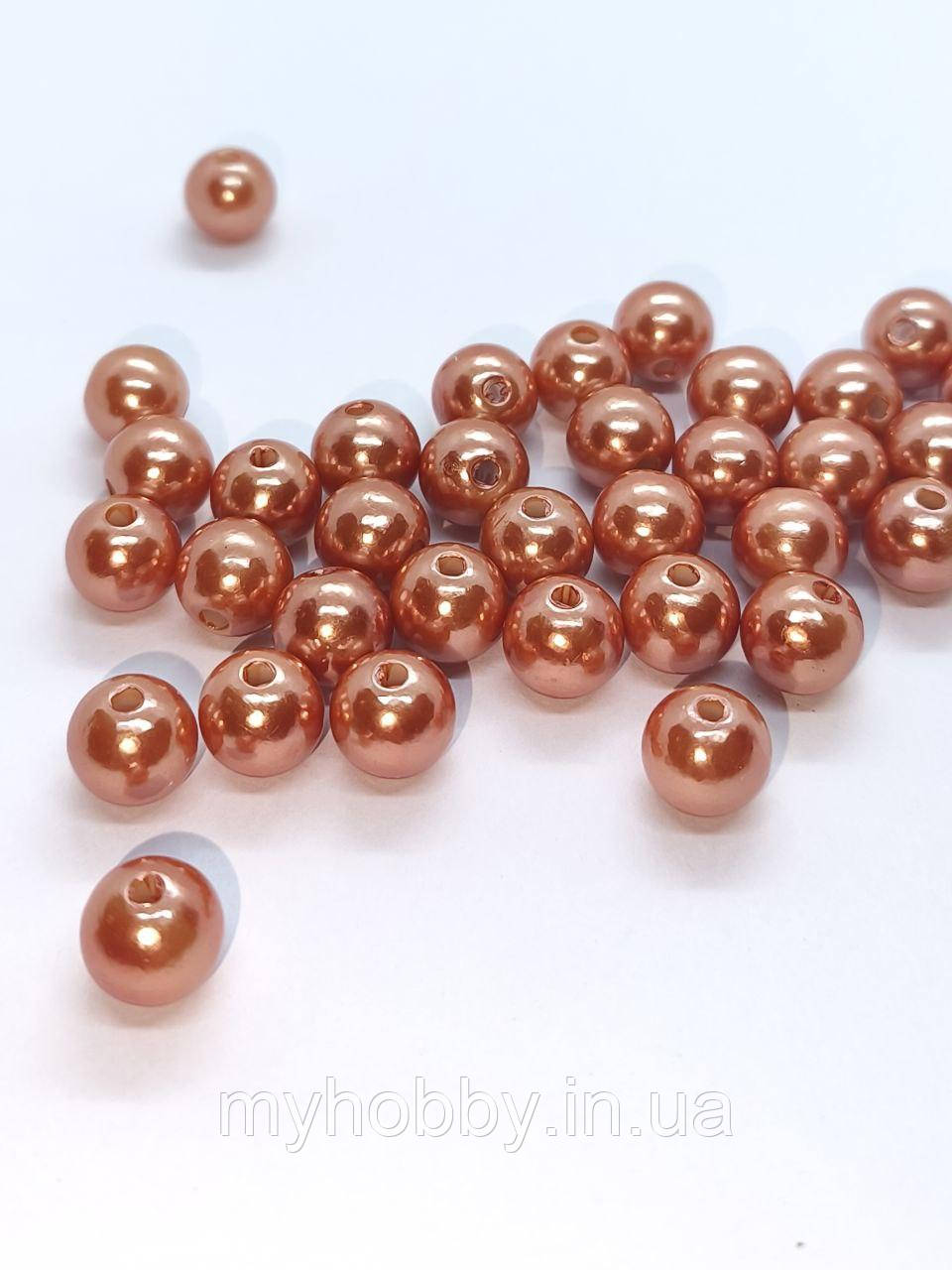 Намистини акрилові 10мм (+-50шт) світло коричневий, фото 1