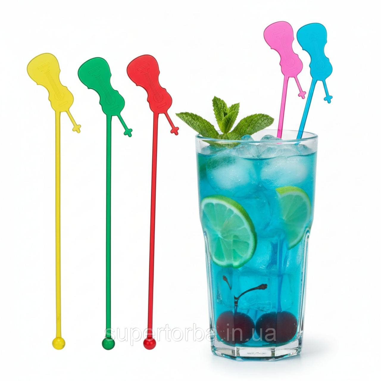 Склопластикова одноразова мішалка для коктейлів "Контрабас" довжина 19 см Юніта 100 шт/уп., фото 1