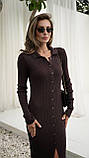 В'язана жіноча сукня міді з гудзиками спереду і розрізами з боків, фото 5