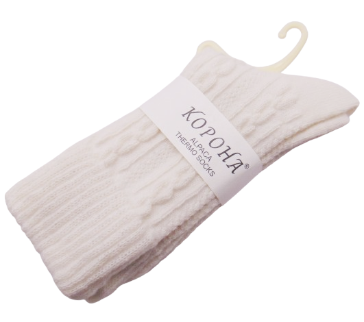 Шкарпетки альпака термо з ажурним в'язанням 36-41 молочні Корона 256516, фото 1