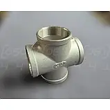 Хрестовина муфтова нержавіюча Ду50 (2") сталь AISI304, внутрішня різьба BSPP, Class 150, 90°, фото 2