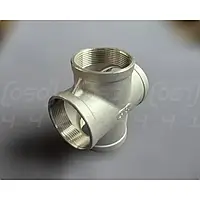 Хрестовина муфтова нержавіюча Ду50 (2") сталь AISI304, внутрішня різьба BSPP, Class 150, 90°