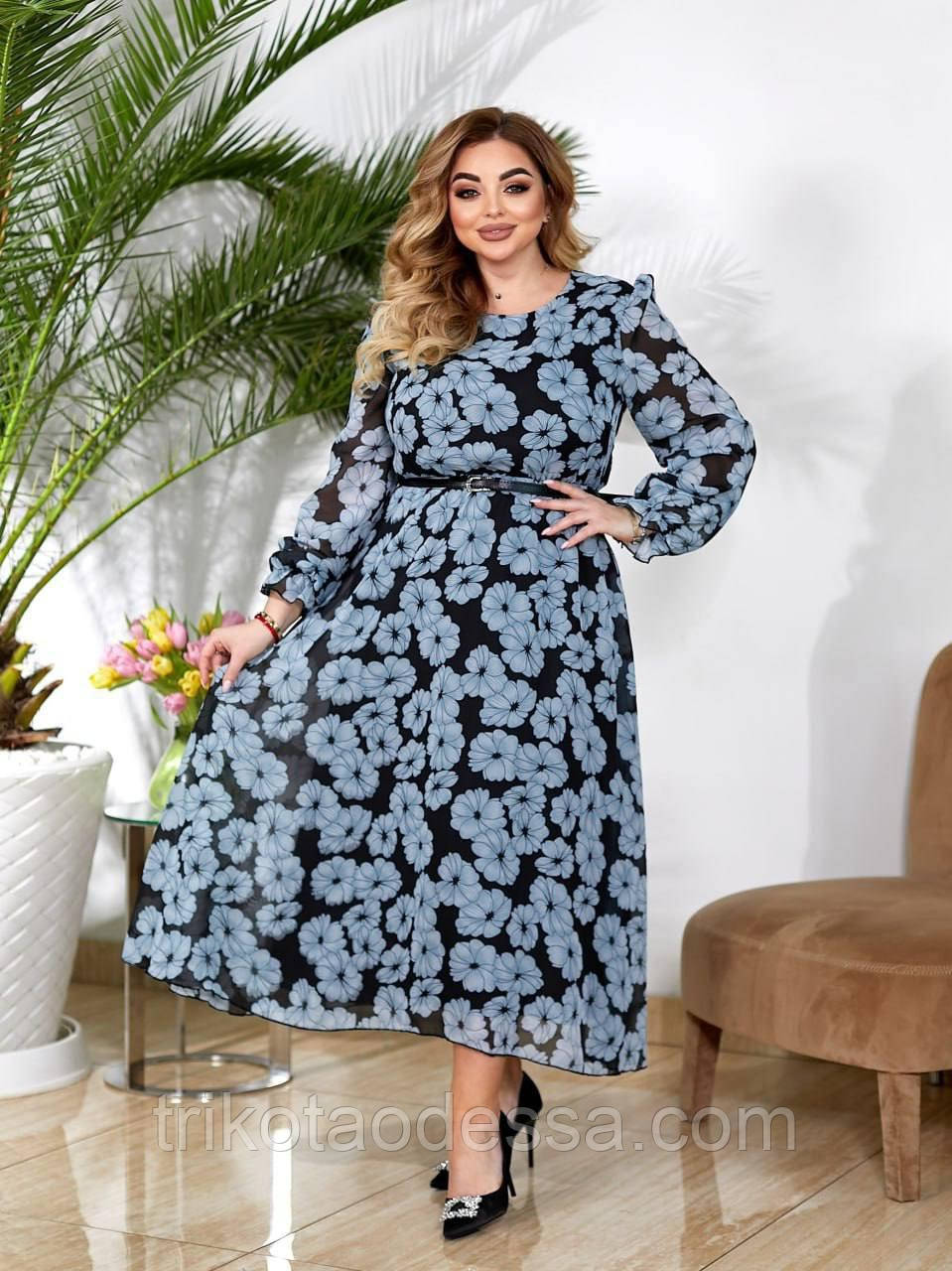 Сукня жіноча шифон з підкладкою 542/1.7ок р.50-64 New, фото 1