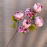 Штучні квіти. Гілка півонії 68 см пудровий, фото 5