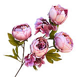 Штучні квіти. Гілка півонії 68 см пудровий, фото 4