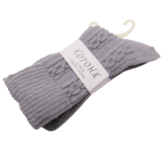 Шкарпетки альпака термо з ажурним в'язанням 36-41 сірі Корона 256516, фото 1