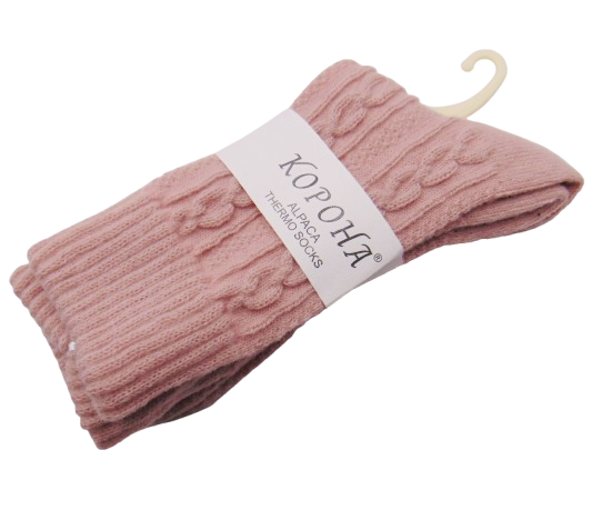 Шкарпетки альпака термо з ажурним в'язанням 36-41 рожеві Корона 256516, фото 1