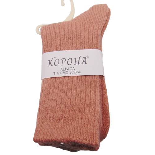Шкарпетки альпака термо в рубчик 36-41 рожеві Корона 25658, фото 1