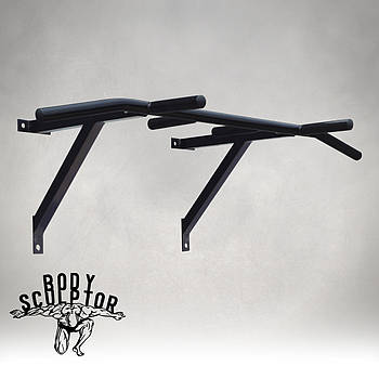 Турнік настінний/надверний чорний гнутий (40 см) Розбірний №3