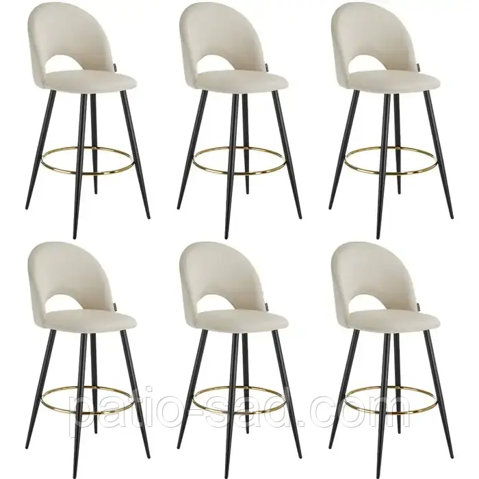 М'який набір із 6 барних стільців Sachel кремовий/чорний, фото 1