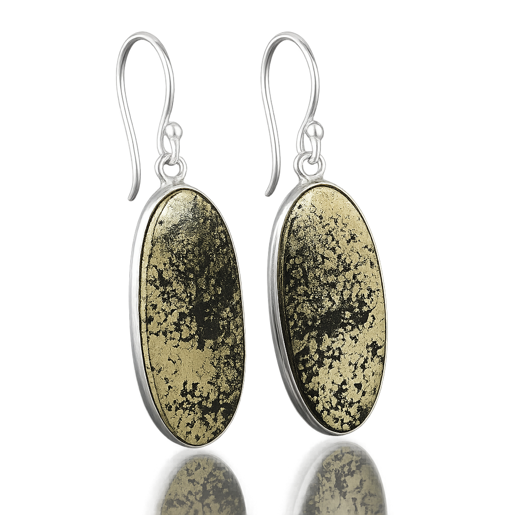 Пірит у магнетиті срібні сережки, 0365СП, фото 1