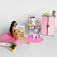 "Спальня New" набір лялькових меблів NestWood для Барбі біло-рожева, фото 2