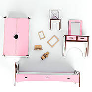 "Спальня New" набір лялькових меблів NestWood для Барбі біло-рожева, фото 5