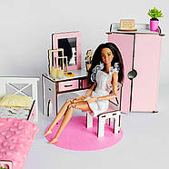 "Спальня New" набір лялькових меблів NestWood для Барбі біло-рожева, фото 6