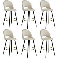 М'який набір із 6 барних стільців Sachel кремовий/чорний