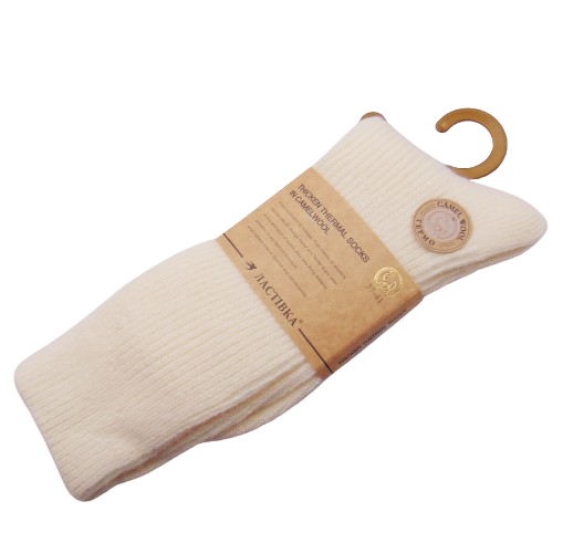 Високі шкарпетки кашемір термо дрібний рубчик 37-41 молочні Ластівка 10728, фото 1