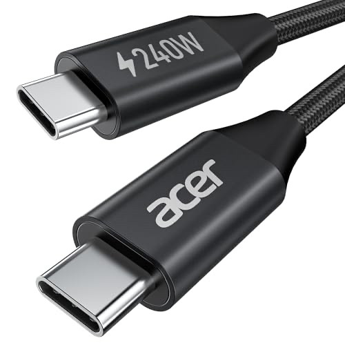 Кабель Acer 240 Вт USB-C 3 м, PD швидка зарядка для ноутбуків, iPhone 15/16, MacBook, iPad, фото 1