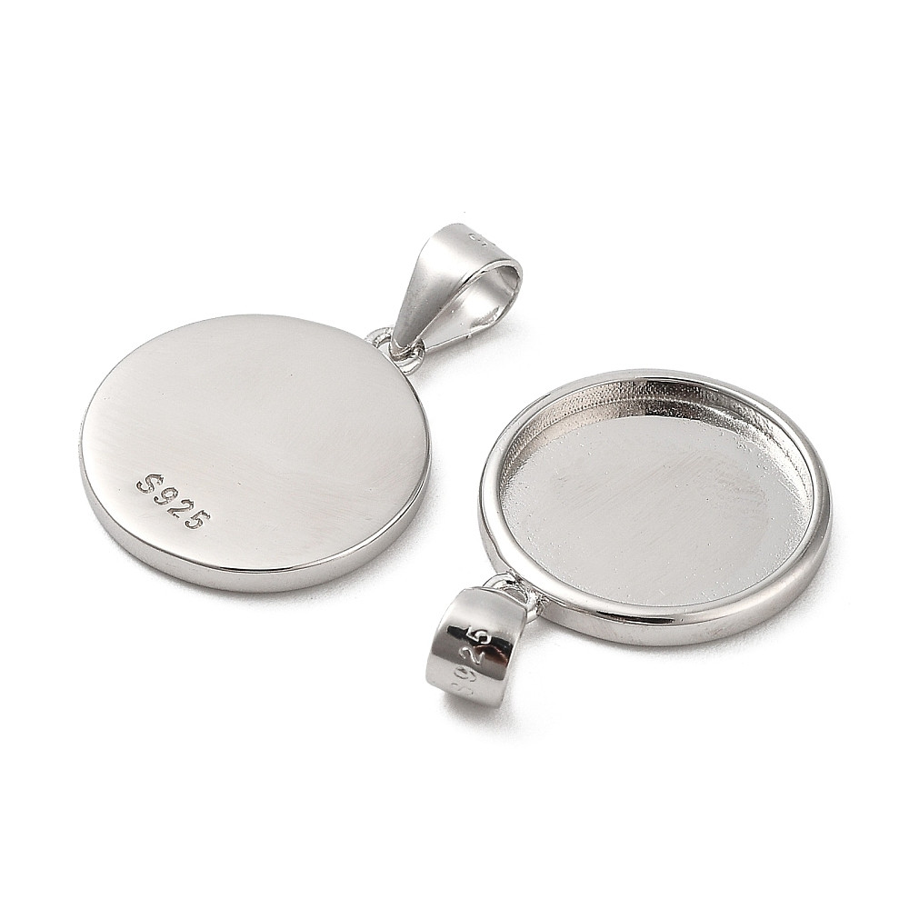 Срібло 925 Родоване Кулон-Сеттинг Круглий під Кабошон, 13 мм, 1 шт, фото 1