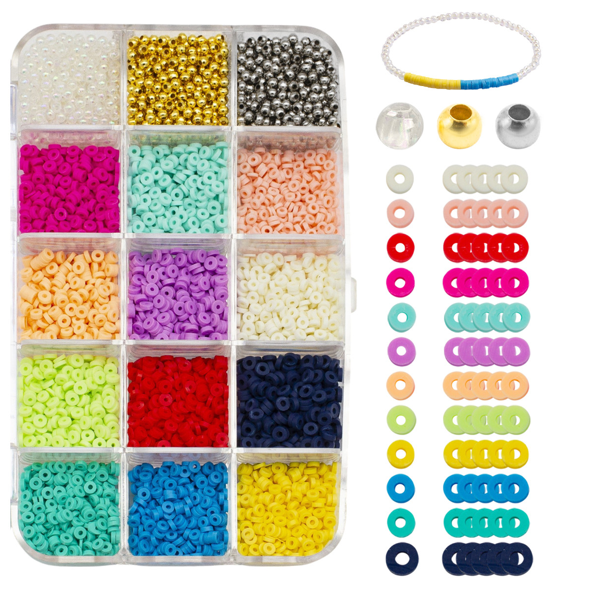 Набір Бусини та фурнітура для Браслетів і прикрас у Контейнері, приблизно 5500 шт./набір, 1 набор, фото 1