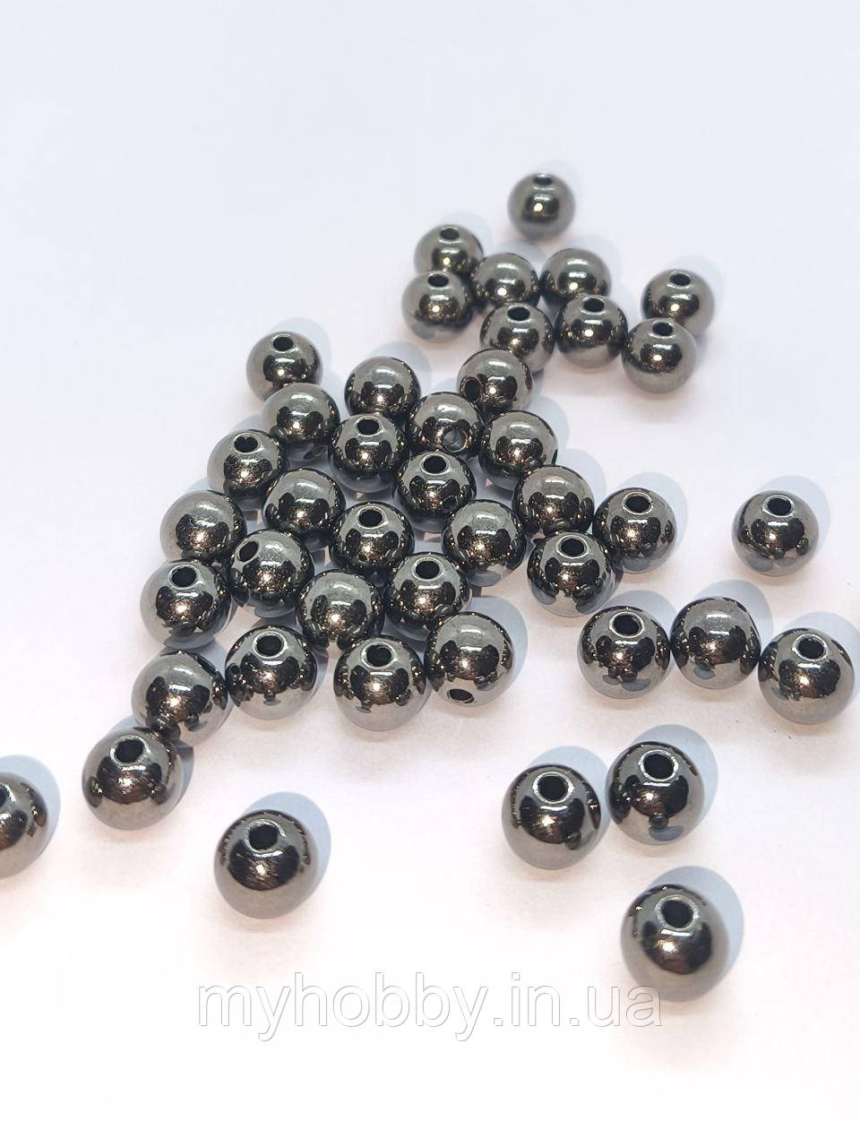 Намистини акрилові 8мм (+-50шт) Графітовий, фото 1