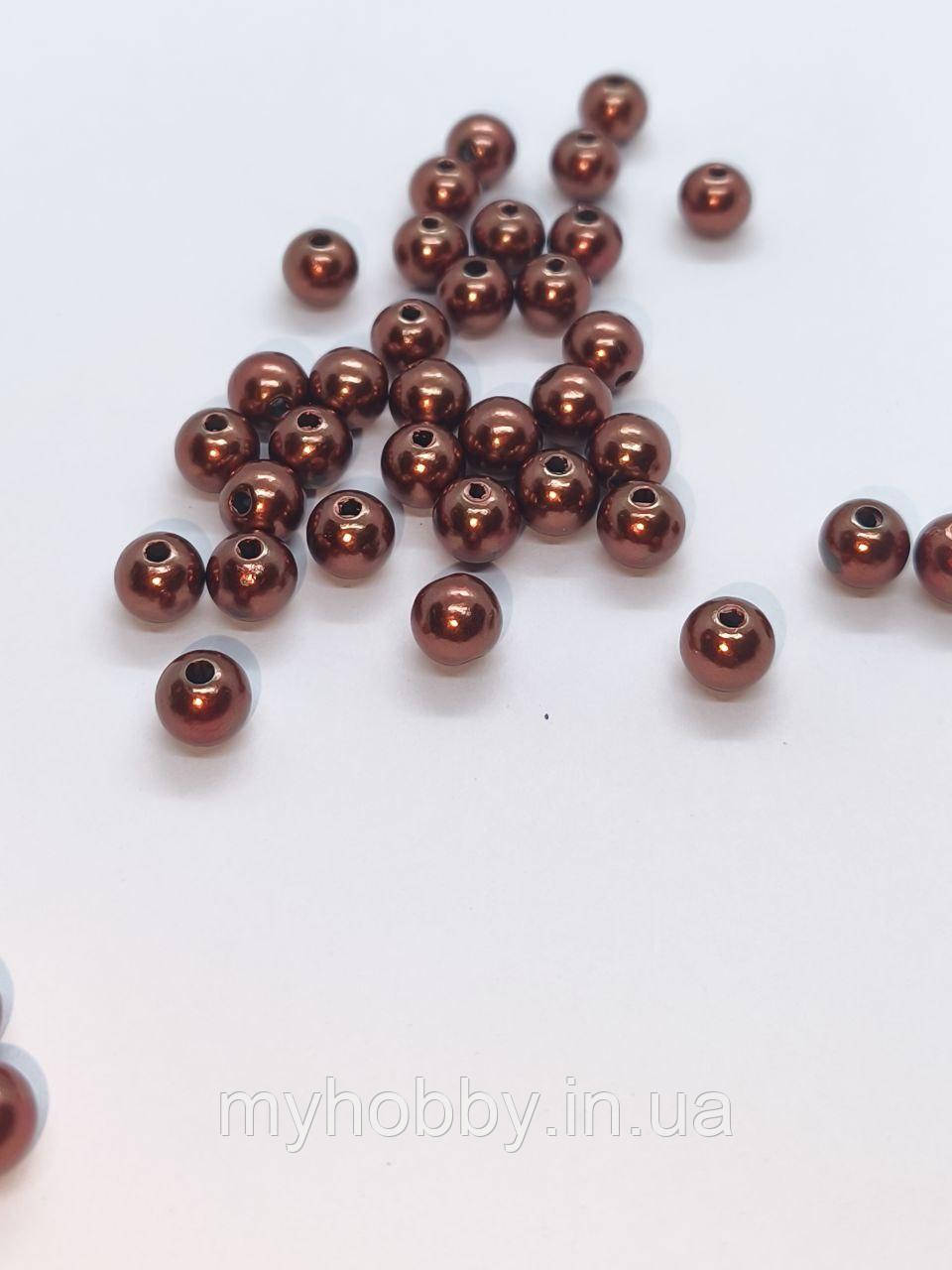 Намистини акрилові 8мм (+-50шт) темно коричневий, фото 1