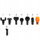 Масажний перкусійний пістолет для тіла Масажер для мʼязів Alpha AMG-01 100Вт 30 швидкостей 7 насадок LCD дисплей + кейс, фото 6