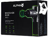 Масажний перкусійний пістолет для тіла Масажер для мʼязів Alpha AMG-01 100Вт 30 швидкостей 7 насадок LCD дисплей + кейс, фото 9