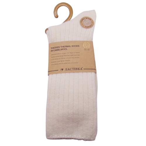 Високі кашемірові шкарпетки термо рубчик 37-41 молочні Ластівка 10727, фото 1
