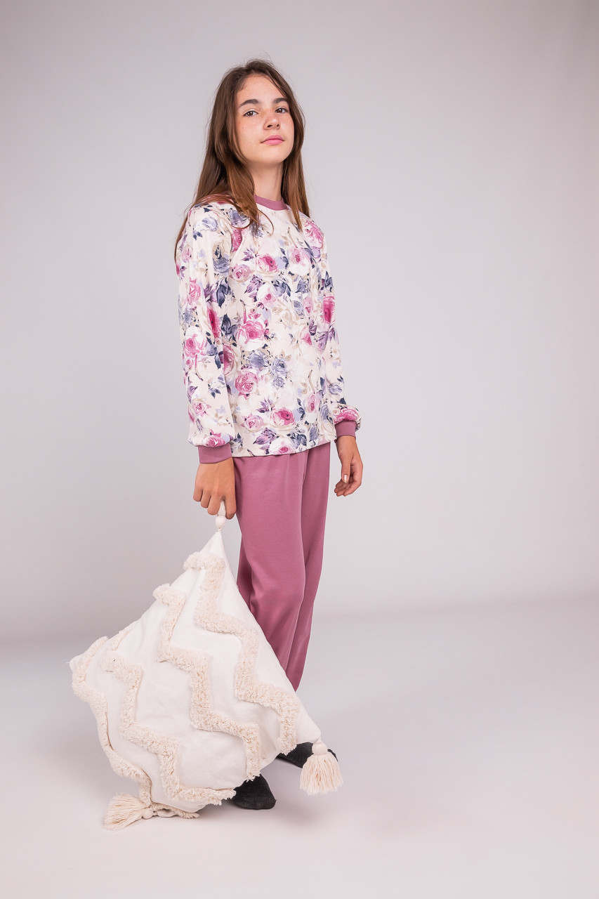 Підліткова піжама Троянда для дівчинки інтерлок-пеньє, фото 1
