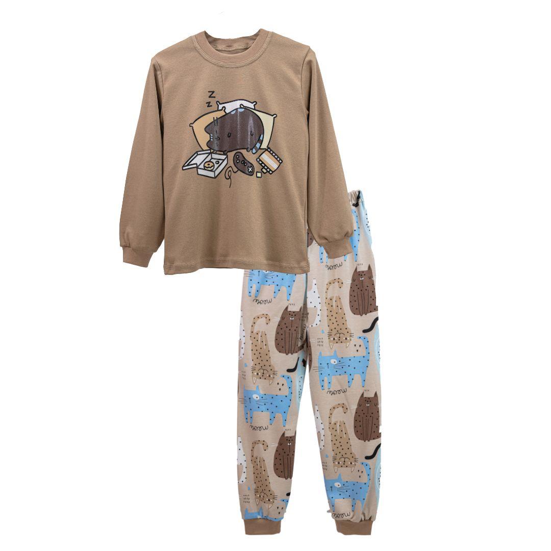 Підліткова піжама для дівчинки з малюнком Котиків інтерлок, фото 1