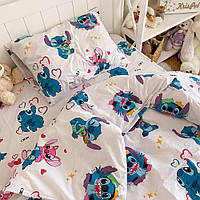 Дитяча півтораспальна постільна білизна KrisPol, ранфорс 79135, "Стіч" (білий)