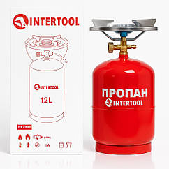 Газовий комплект INTERTOOL 12 літрів (туристичний балон з пальником) для туризму, кемпінгу, риболовлі та дачі