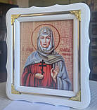 Ікона іменна Свята Софія в білому фігурному дерев'яному кіоті під склом, розмір кіота 24*21, сюжет 15*18., фото 2