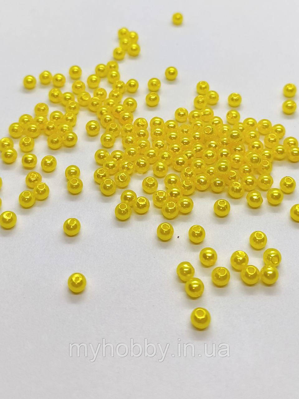 Намистини акрилові 4мм (+-200шт) Жовті, фото 1