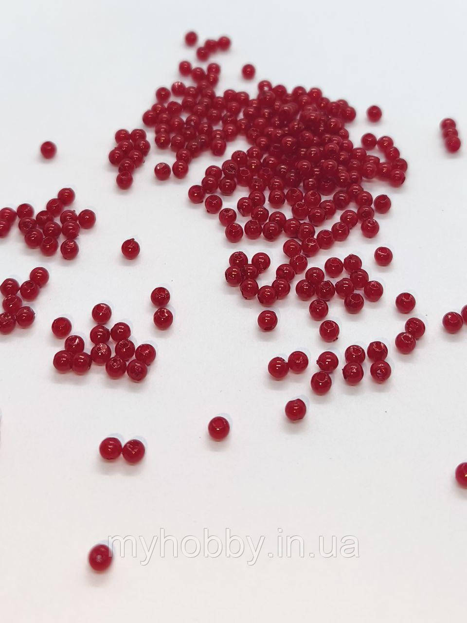 Намистини акрилові 3мм (+-300шт) Червоні, фото 1