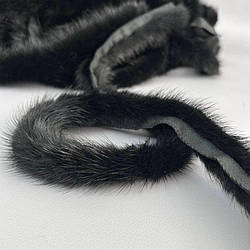 Кант вшивний з натурального хутра норки 25 мм - чорний