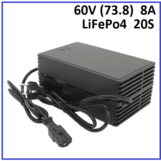 Зарядний пристрій Voltronic для LiFePo4 60V (73.0) 20S до 8A штекер 3-pin С13, фото 1