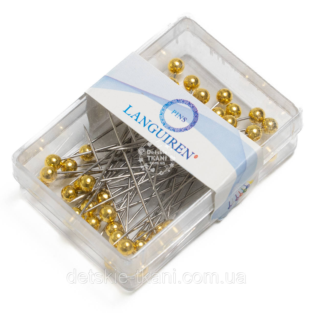 Упаковка золотистих шпильок у пластиковій коробочці (80 шт), фото 1
