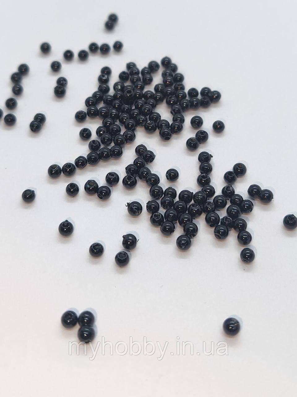Намистини акрилові 3мм (+-300шт) Чорні, фото 1